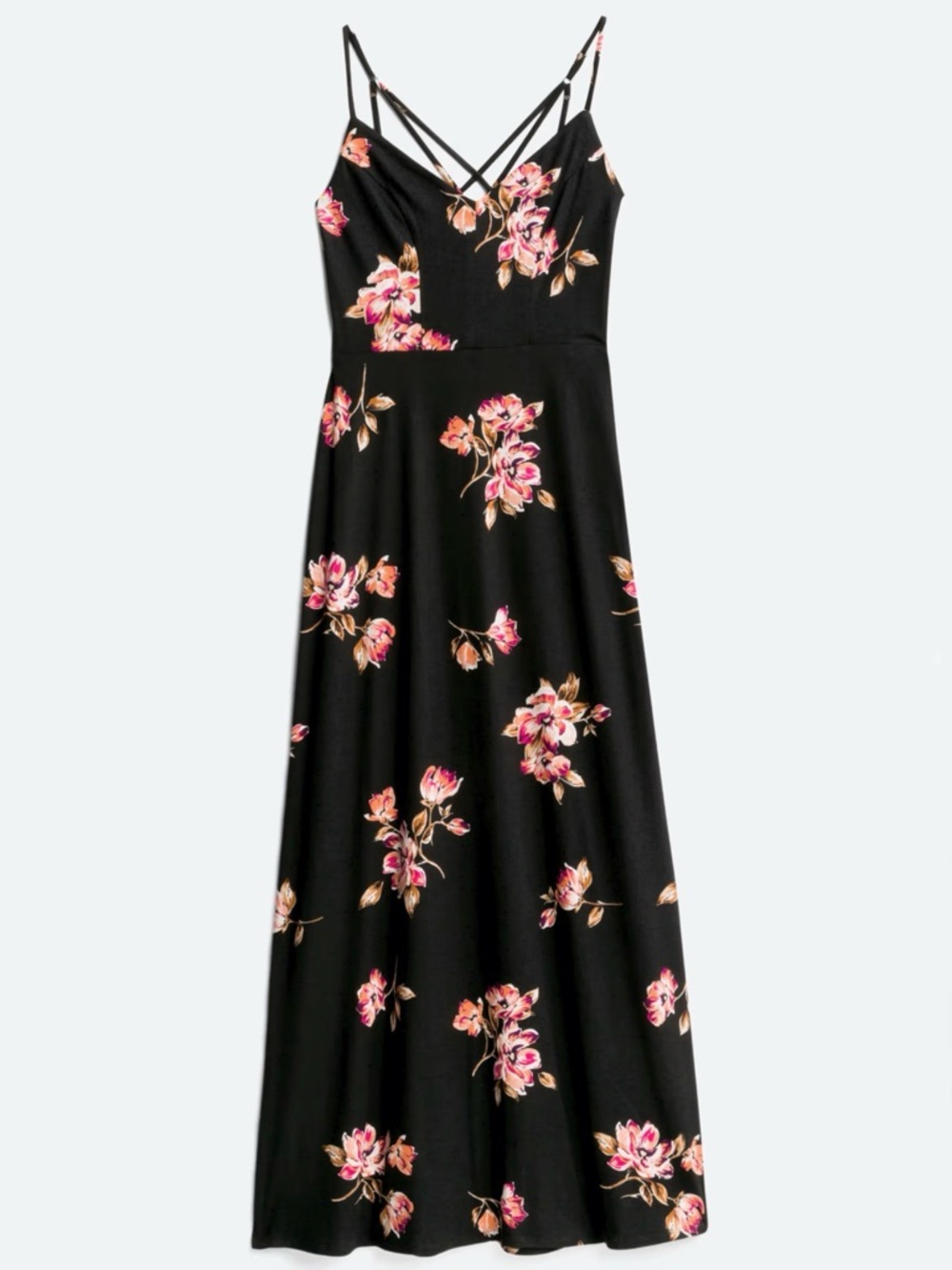 Nine Britton Willow Brushed Knit Maxi Dress- Black Floral Maxi Dress- 2x